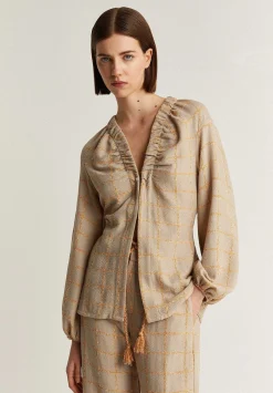 Blazer Cuadros Detalle Cordon-Scalpers Discount