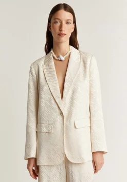 Blazer Jacquard Detalle Tira Trenzada-Scalpers Cheap