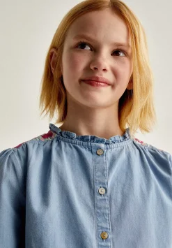 Blusa Denim Bordada Contraste-Scalpers Best Sale