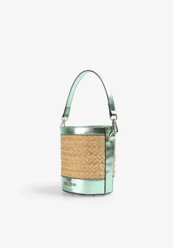 Bolso Cubo Rafia Detalle Metalizado-Scalpers Outlet