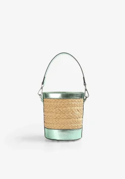 Bolso Cubo Rafia Detalle Metalizado-Scalpers Outlet
