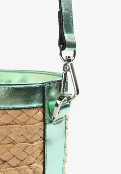 Bolso Cubo Rafia Detalle Metalizado-Scalpers Outlet