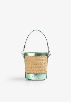 Bolso Cubo Rafia Detalle Metalizado-Scalpers Outlet
