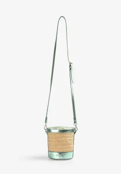 Bolso Cubo Rafia Detalle Metalizado-Scalpers Outlet