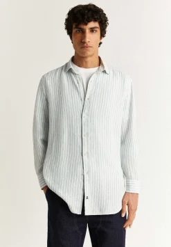 Camisa Premium Lino Rayas Slim-Scalpers Best Sale