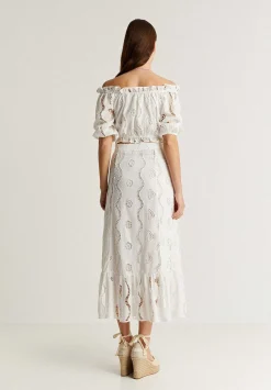 Falda Midi Bordado Ingles-Scalpers Best
