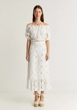 Falda Midi Bordado Ingles-Scalpers Best