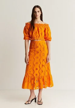 Falda Midi Bordado Ingles-Scalpers Cheap