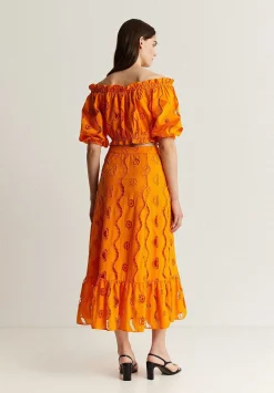 Falda Midi Bordado Ingles-Scalpers Cheap