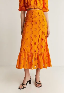 Falda Midi Bordado Ingles-Scalpers Cheap
