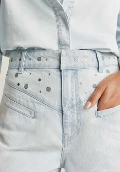 Jeans Culotte Detalle Tachas-Scalpers Best Sale
