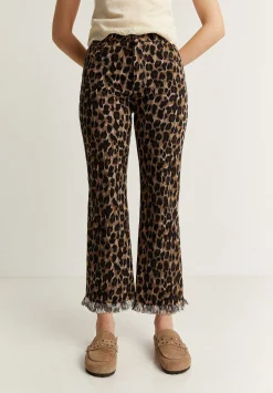 Pantalon Animal Print Bajo Desflecado-Scalpers Best Sale