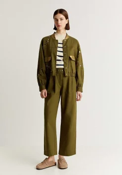 Pantalon Pinzas Detalles Tachuelas-Scalpers Flash Sale