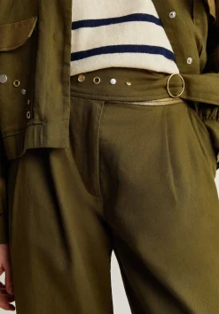 Pantalon Pinzas Detalles Tachuelas-Scalpers Flash Sale