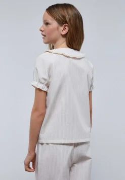 Pijama Rayas Cuello Tira Bordada-Scalpers Store