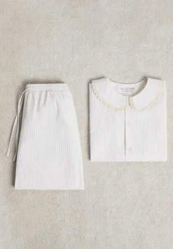 Pijama Rayas Cuello Tira Bordada-Scalpers Store