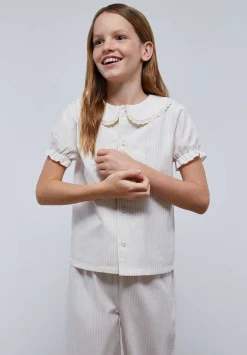 Pijama Rayas Cuello Tira Bordada-Scalpers Store