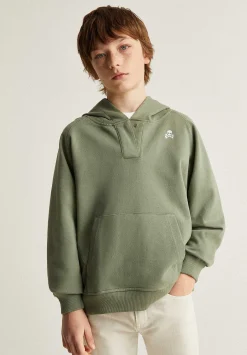 Sudadera Capucha Detalle Cuello-Scalpers Cheap