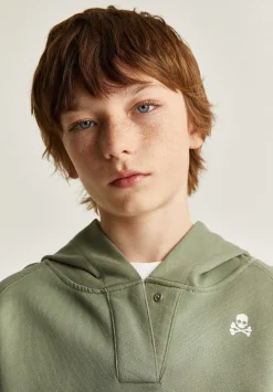 Sudadera Capucha Detalle Cuello-Scalpers Cheap
