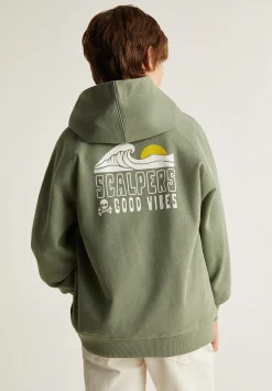 Sudadera Capucha Detalle Cuello-Scalpers Cheap