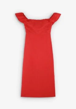 Vestido Lino Midi Drapeado Pecho-Scalpers Clearance