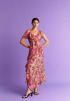 Vestido Midi Print Volantes-Scalpers Discount