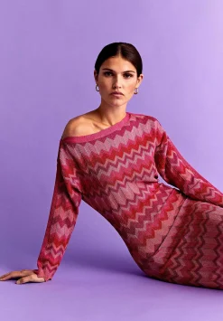 Vestido Midi Punto Zigzag Lurex-Scalpers Discount