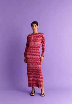 Vestido Midi Punto Zigzag Lurex-Scalpers Discount
