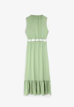 Vestido Midi Satinado Abertura Cintura-Scalpers Clearance